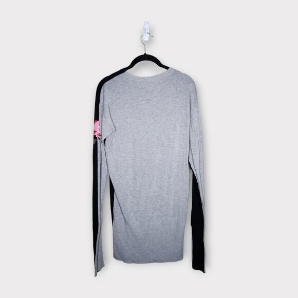 Sonia by Sonia Rykiel Black Gray Long Sweater with Floral Sleeve Women's Small - Picture 8 of 8